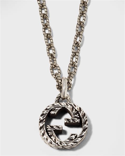 mens gucci interlocking g necklace|gucci interlocking g silver pendant.